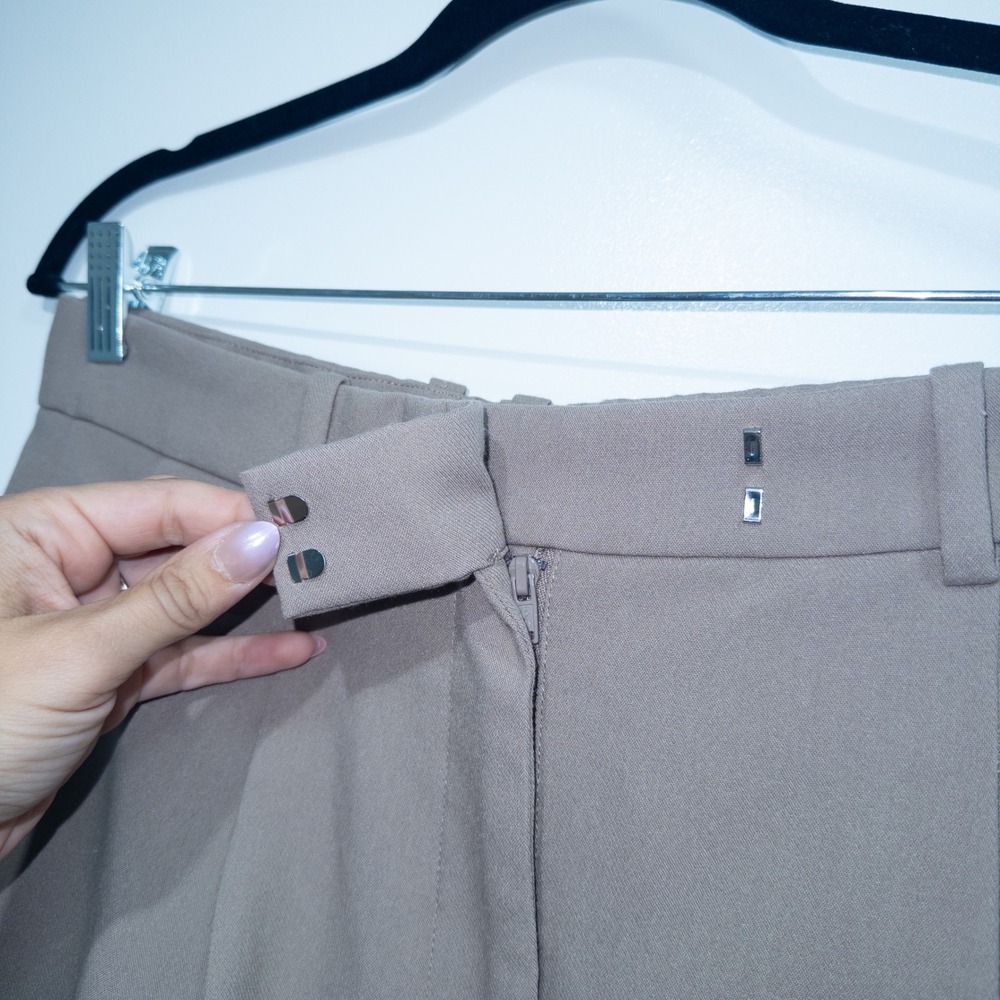 Abercrombie & Fitch Taupe Sloane Pleated Wide Leg Trousers 28/6R - Picture 3 of 7
